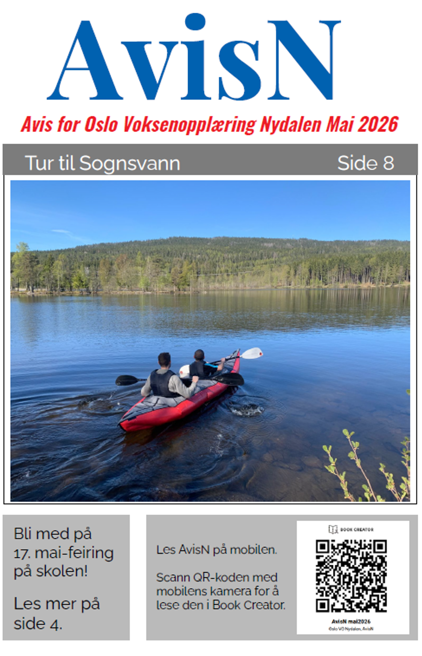 En gruppe mennesker i en kano på en innsjø