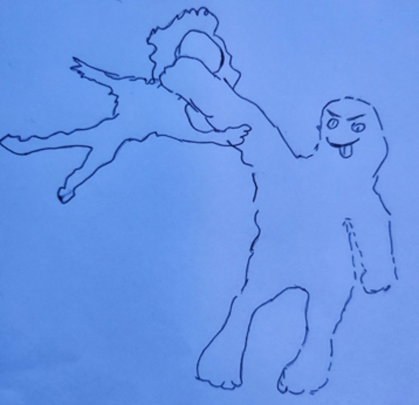 En tegning av en figur som holder et menneske rundt halsen.